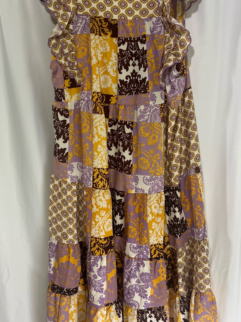 Umgee Patchwork Floral Maxi Dress in Purple, Mustard & Brown nwt M - Picture 6 of 9